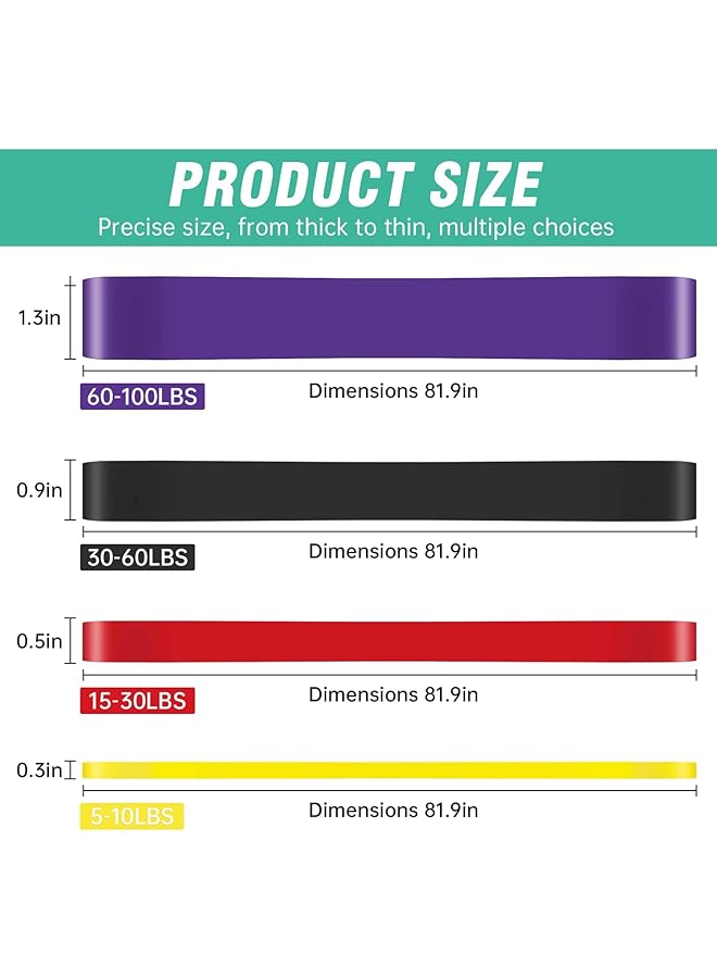 Excefore Resistance Bands Set 4pcs Exercise Bands for Men & Women Pull Up Assistance Bands Suitable for Muscle Training Physical Therapy - Image 3