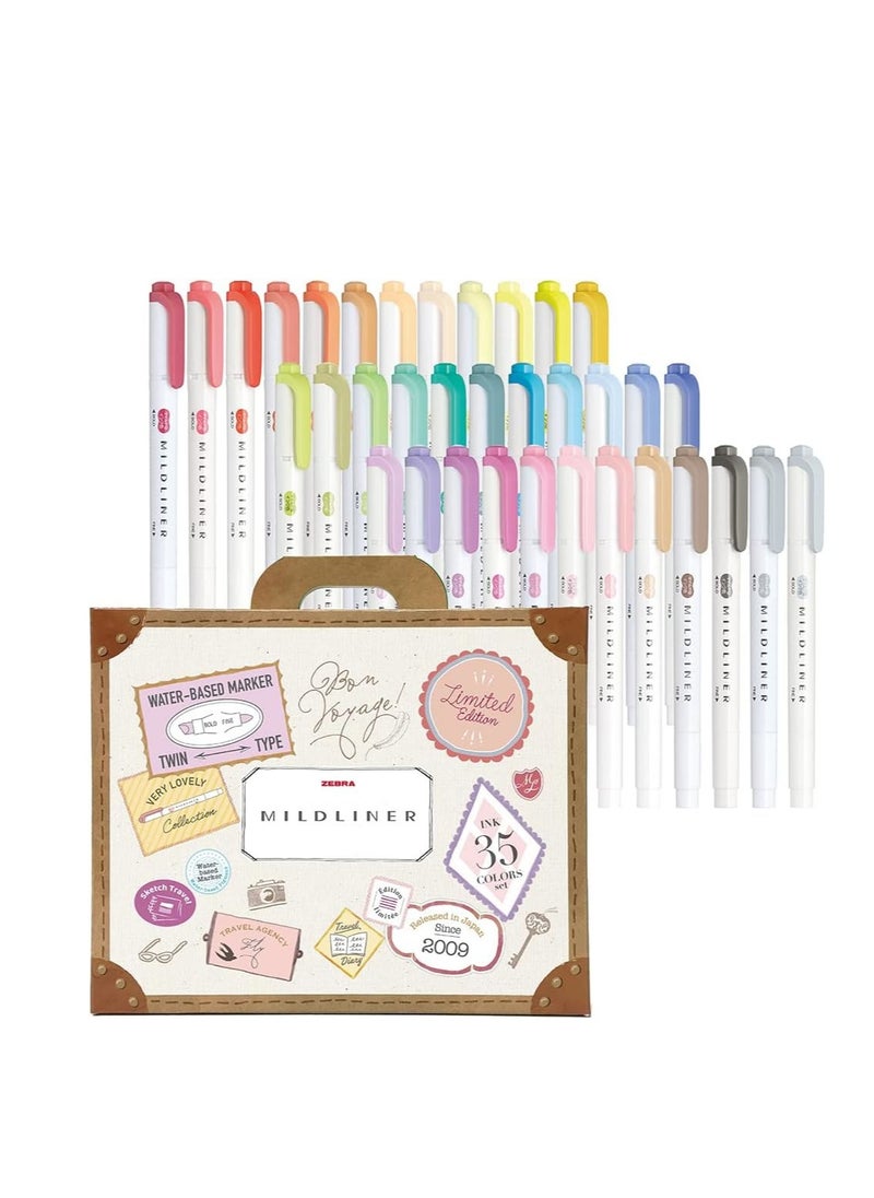 ZEBRA ZEBRA WKT7-35C Highlighter, Mildliner, 35 Color Set, Gift Box Included  - Image 1