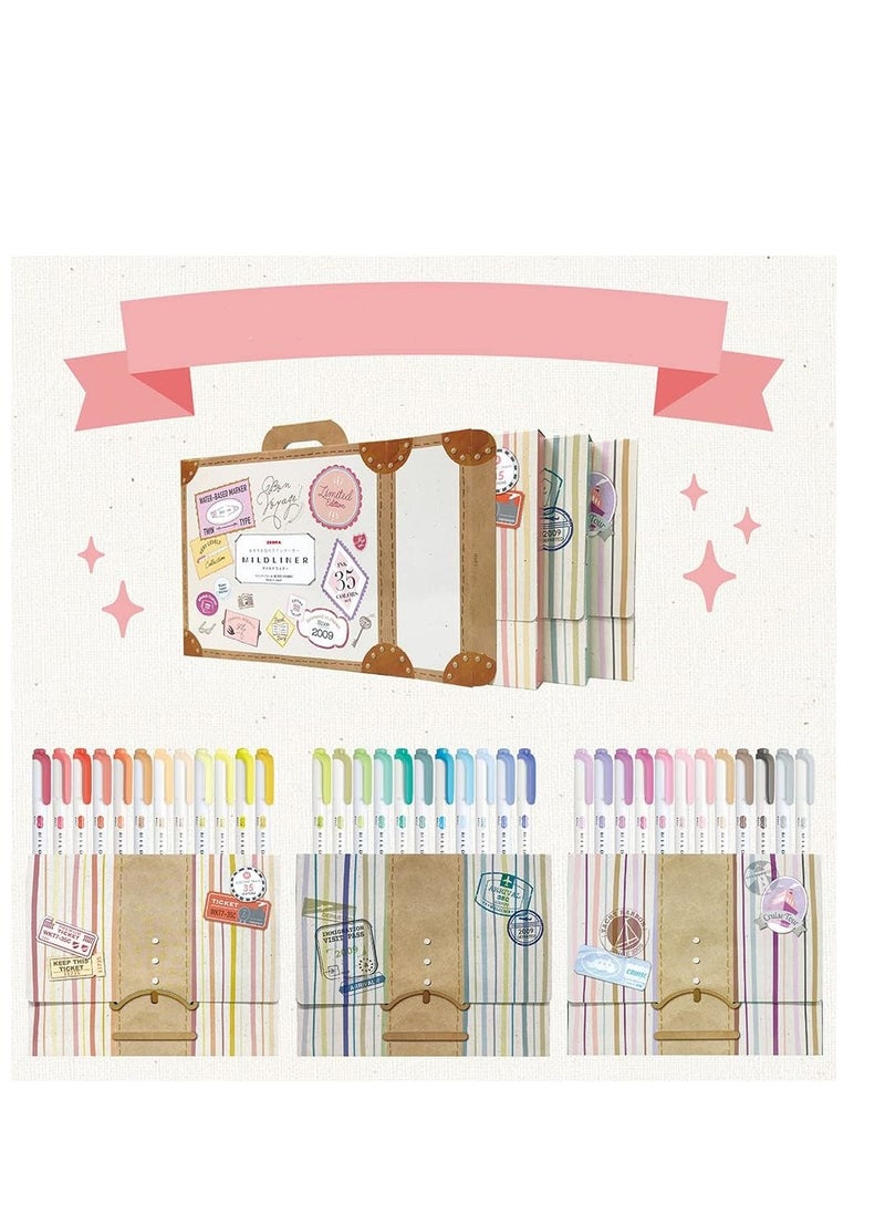 ZEBRA WKT7-35C Highlighter, Mildliner, 35 Color Set, Gift Box Included