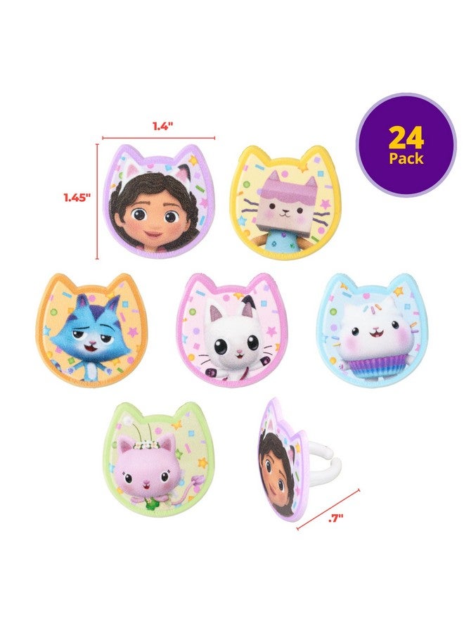 DecoPac DecoPac DreamWorks Gabby's Dollhouse Rings, 24 Cupcake Decorations Featuring Gabby, Pandy Paws, Irresistible Kitty Characters, and Super Fun Adventures! - 24 Pack  - Image 4
