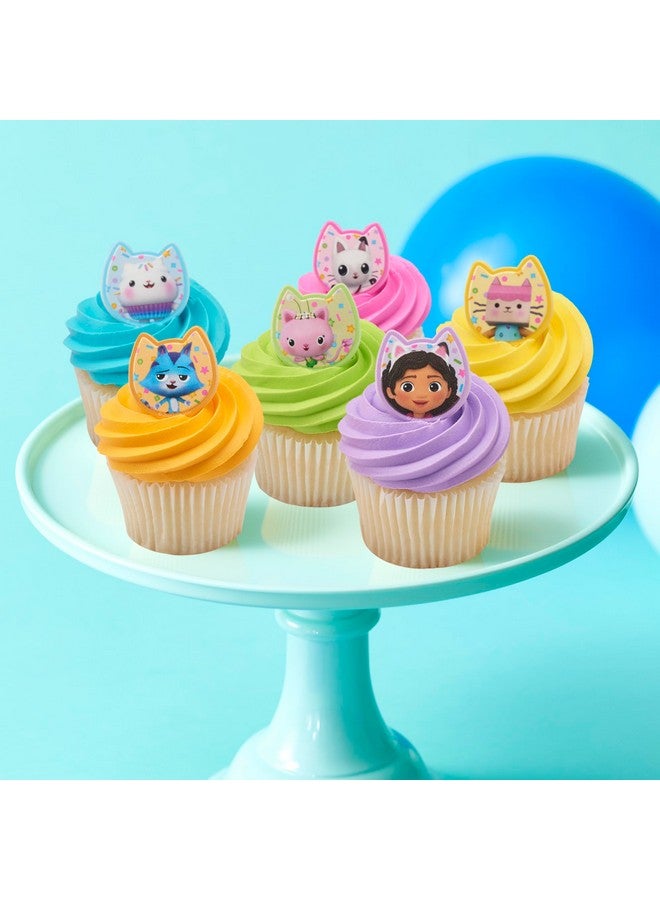 DecoPac DecoPac DreamWorks Gabby's Dollhouse Rings, 24 Cupcake Decorations Featuring Gabby, Pandy Paws, Irresistible Kitty Characters, and Super Fun Adventures! - 24 Pack  - Image 3