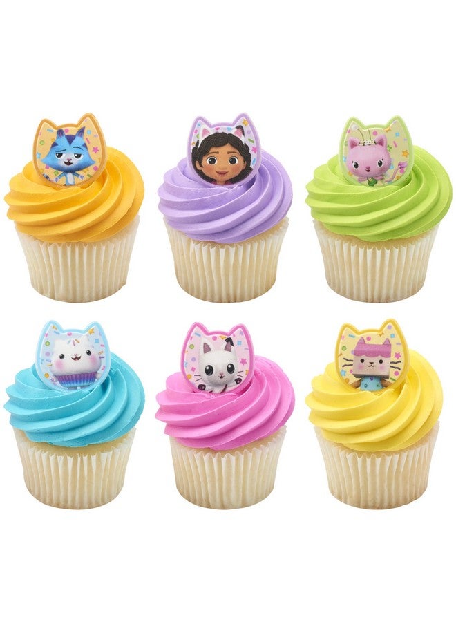 DecoPac DecoPac DreamWorks Gabby's Dollhouse Rings, 24 Cupcake Decorations Featuring Gabby, Pandy Paws, Irresistible Kitty Characters, and Super Fun Adventures! - 24 Pack  - Image 1