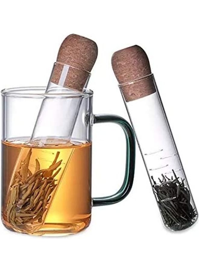NIBEMINENT Cork Glass Bottle Tea Infuser Transparent 15.5cm - Image 1