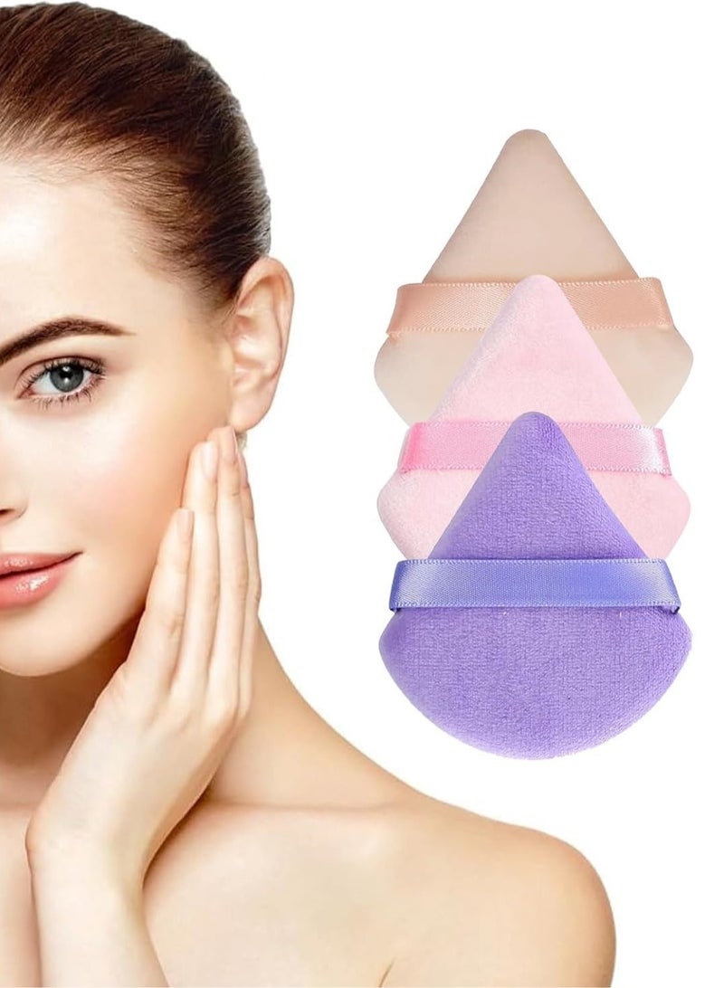 طقم من ٣ قطع من بودر باف للوجه والجسم، إسفنجات مكياج مثلثة من الفيلور، قابلة لإعادة الاستخدام - Image 1