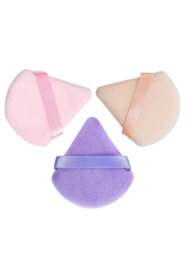 طقم من ٣ قطع من بودر باف للوجه والجسم، إسفنجات مكياج مثلثة من الفيلور، قابلة لإعادة الاستخدام - Image 2