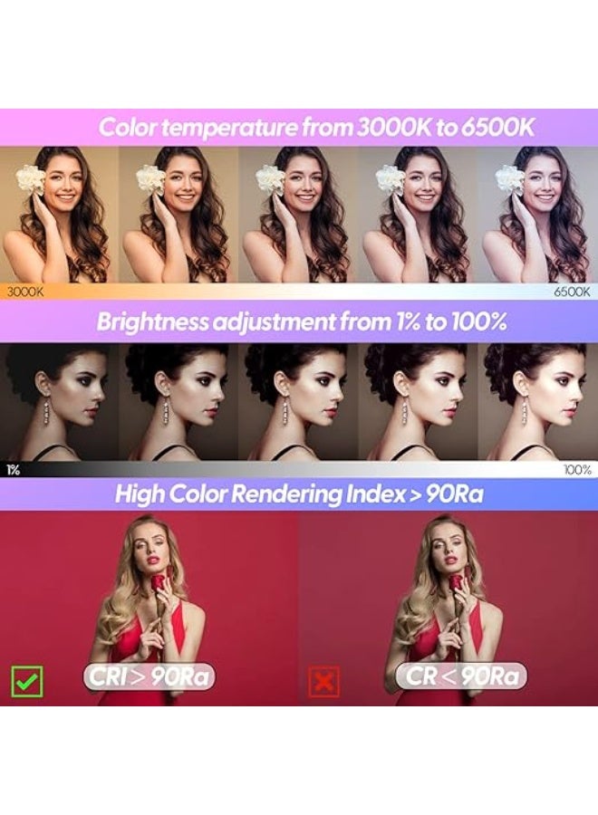 Large 18-Inch LED Ring Light with RGB Feature - Dimmable, Tripod Stand & Phone Holder - Professional Studio Lighting for Hair & Barbershops - Image 2