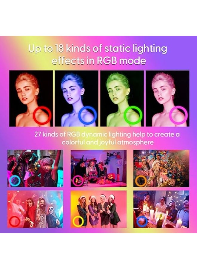 Large 18-Inch LED Ring Light with RGB Feature - Dimmable, Tripod Stand & Phone Holder - Professional Studio Lighting for Hair & Barbershops - Image 4
