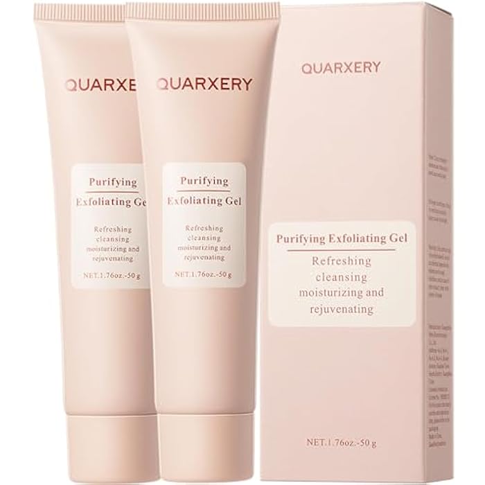 QUARXERY جل تقشير وتنقية كواركسي، 2 قطعة جل تقشير مرطب لطيف، مقشر للوجه ينظف البشرة من الجلد الميت والغبار والشوائب الأخرى لمنع حب الشباب، مع النياسيناميد وفيتامين E - Image 1
