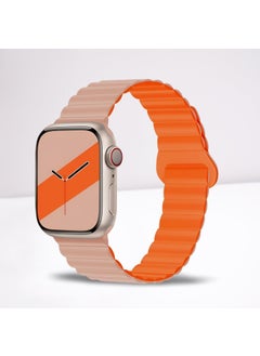 Cosmostech Compatible for Smart Watch Watch 42MM 44MM 45MM 49MM 1/2/3/4/5/6/se/7/8/ultra Magnetic Strap and Band Powder Pink(Orange)  - Image 1