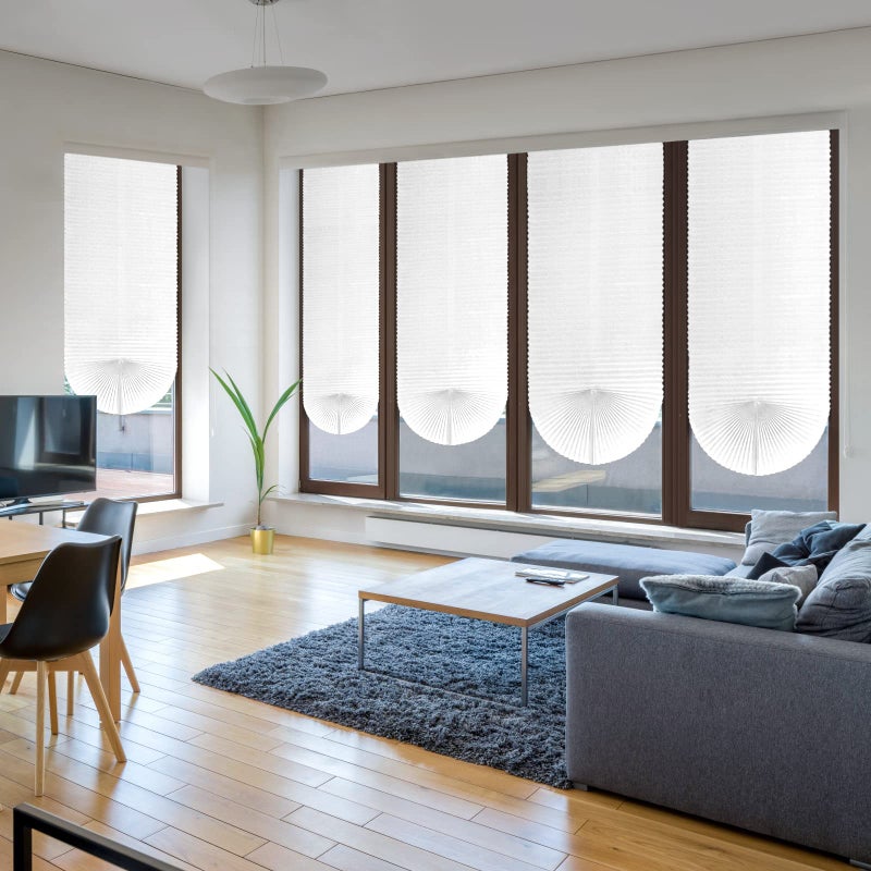 Jlong Blackout Blinds for Windows Pleated Paper Shades Adhesive Cordless Office,Living Room,Bedroom,Light Filtering,Easy to Cut and Install, White-semi Shading, 23.6*59''(60*150cm) - Image 4