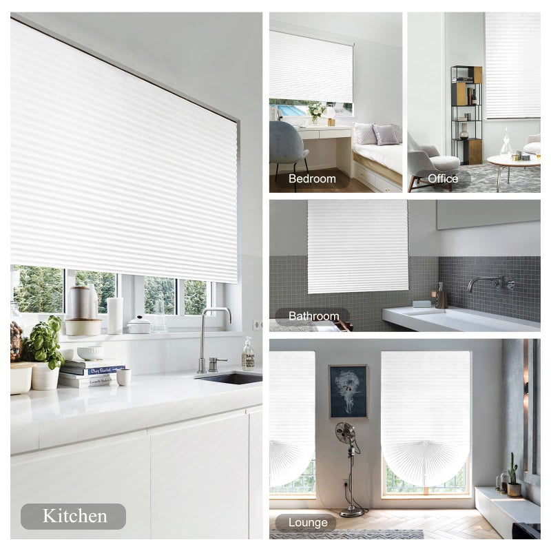 Jlong Blackout Blinds for Windows Pleated Paper Shades Adhesive Cordless Office,Living Room,Bedroom,Light Filtering,Easy to Cut and Install, White-semi Shading, 23.6*59''(60*150cm) - Image 3