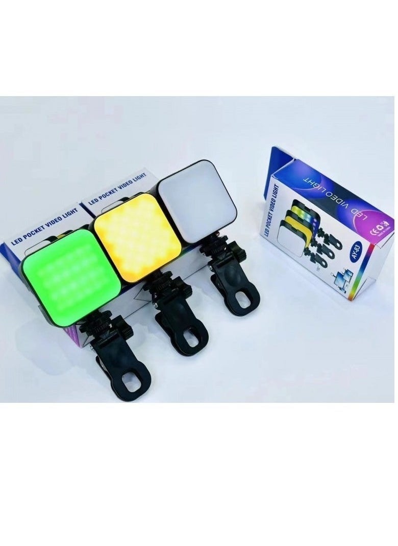 ELTRAZONE AY-83 LED Pocket Video RGB Clip Light – Ultra-Portable Adjustable Color Light for Photography, Video Recording, Makeup, Vlogging & Streaming – USB Rechargeable Fill Light with 360° Rotation Clip for Mobile, Laptop, Camera Use  - Image 2