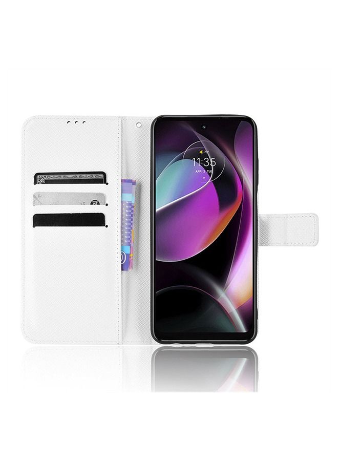 Moto Edge 30 5g Flip Case Cover Phone Accessories with Anti-drops Anti-fingerprints Camera Protection Soft Anti-scratches Anti-drops Anti-fingerprints Back Wallet Cover with Card Slot Holder  White  - Image 2