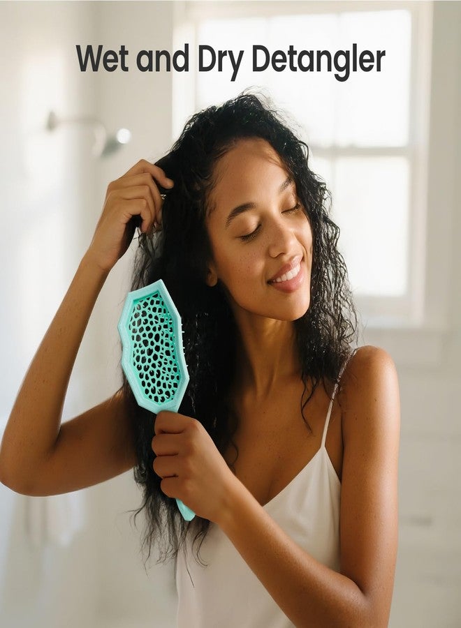 AIMIKE Glacier Detangling Brush, Pain-Free Detangler Brush for Curly Hair Wet & Dry Use, Glide Through Tangles with Ease, Vented Hair Brush for Women's 2c to 4c Curls, Mint Green - Image 5