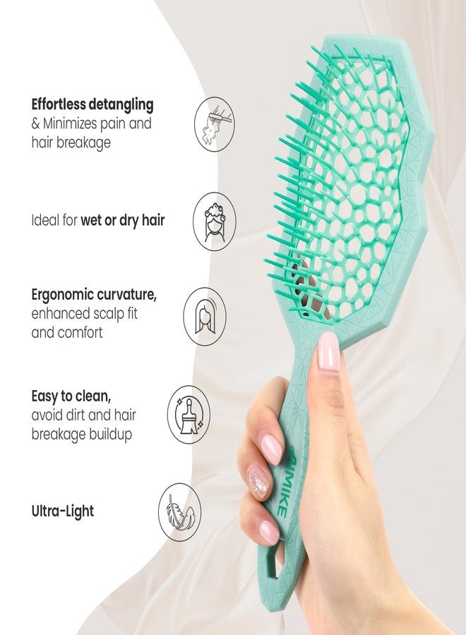 AIMIKE Glacier Detangling Brush, Pain-Free Detangler Brush for Curly Hair Wet & Dry Use, Glide Through Tangles with Ease, Vented Hair Brush for Women's 2c to 4c Curls, Mint Green - Image 3