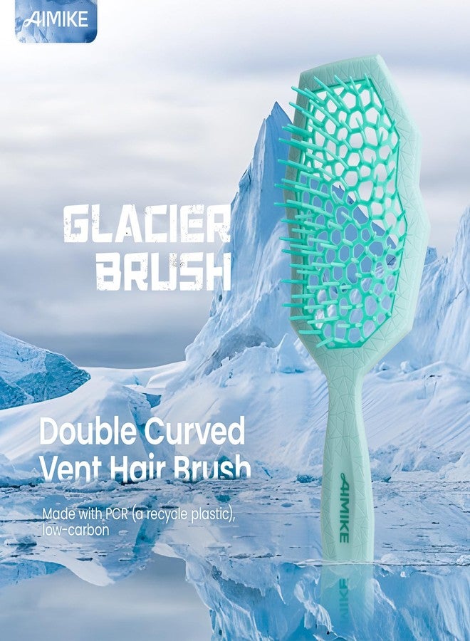 AIMIKE Glacier Detangling Brush, Pain-Free Detangler Brush for Curly Hair Wet & Dry Use, Glide Through Tangles with Ease, Vented Hair Brush for Women's 2c to 4c Curls, Mint Green - Image 2