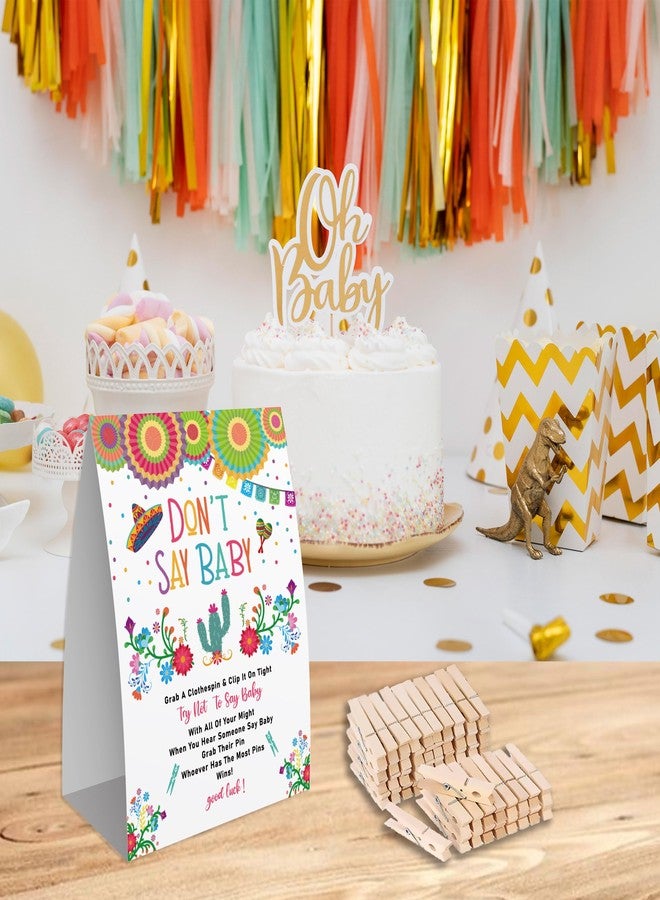 Xenseou Don't Say Baby Game for Baby Shower, 50 Wooden Clothespins and one Sign, Fiesta Taco Theme, Pins for Baby Shower Decorations, Gender Reveal Games, Baby Shower Supplies-BB15 - Image 5