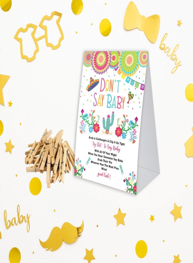 Xenseou Don't Say Baby Game for Baby Shower, 50 Wooden Clothespins and one Sign, Fiesta Taco Theme, Pins for Baby Shower Decorations, Gender Reveal Games, Baby Shower Supplies-BB15 - Image 3