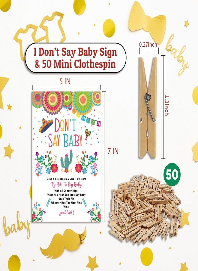 Xenseou Don't Say Baby Game for Baby Shower, 50 Wooden Clothespins and one Sign, Fiesta Taco Theme, Pins for Baby Shower Decorations, Gender Reveal Games, Baby Shower Supplies-BB15 - Image 4