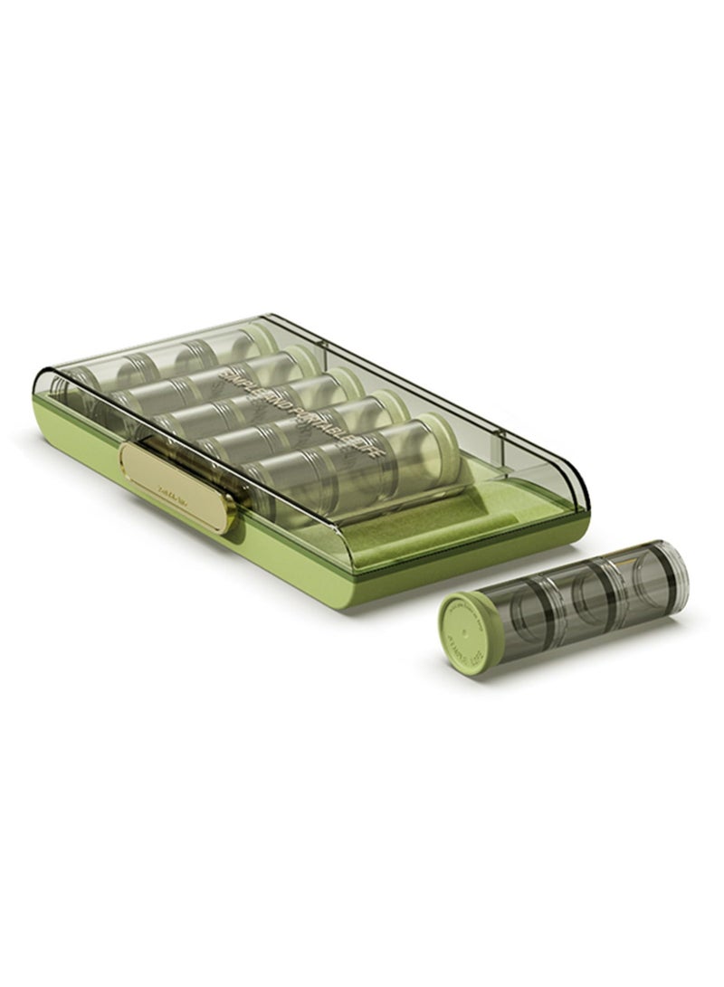 Weekly Pill Organizer, 7-Day Medicine Dispenser with 3 Daily Compartments, Rotating Threaded Design, Green - Image 1
