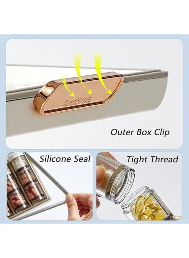 Weekly Pill Organizer, 7-Day Medicine Dispenser with 3 Daily Compartments, Rotating Threaded Design, Green - Image 5