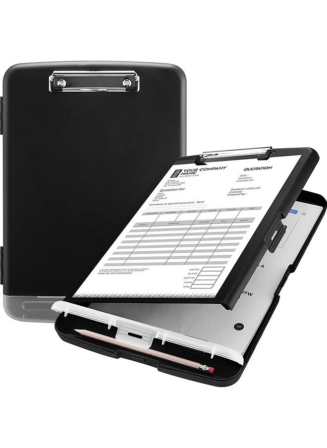 XiuWoo Storage splint, Large Capacity Storage splint with Pen Holder, Heavy Duty Plastic Storage splint, Short Clip at the Bottom, Clipboard Folder Side Opening, for Paperwork Office Classroom  - Image 1