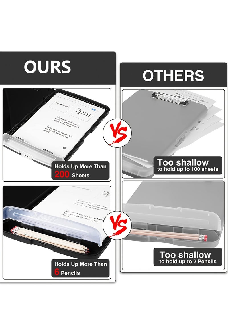 XiuWoo Storage splint, Large Capacity Storage splint with Pen Holder, Heavy Duty Plastic Storage splint, Short Clip at the Bottom, Clipboard Folder Side Opening, for Paperwork Office Classroom  - Image 3