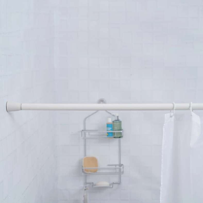 Pan Home قضيب ستارة حمام قابل للتمديد من تيد، 130-240 سم، أبيض - Image 1