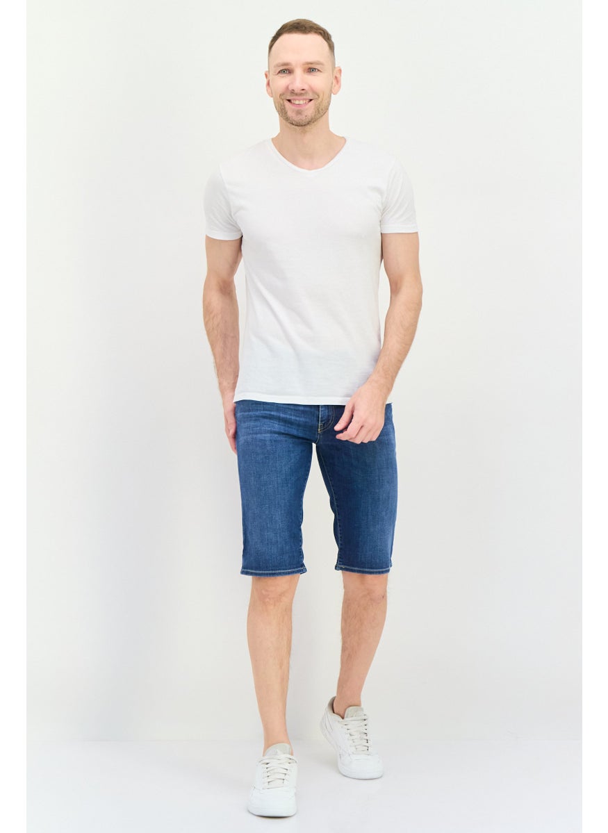 GAS - Men Slim Fit Washed Denim Shorts, Blue - Image 1