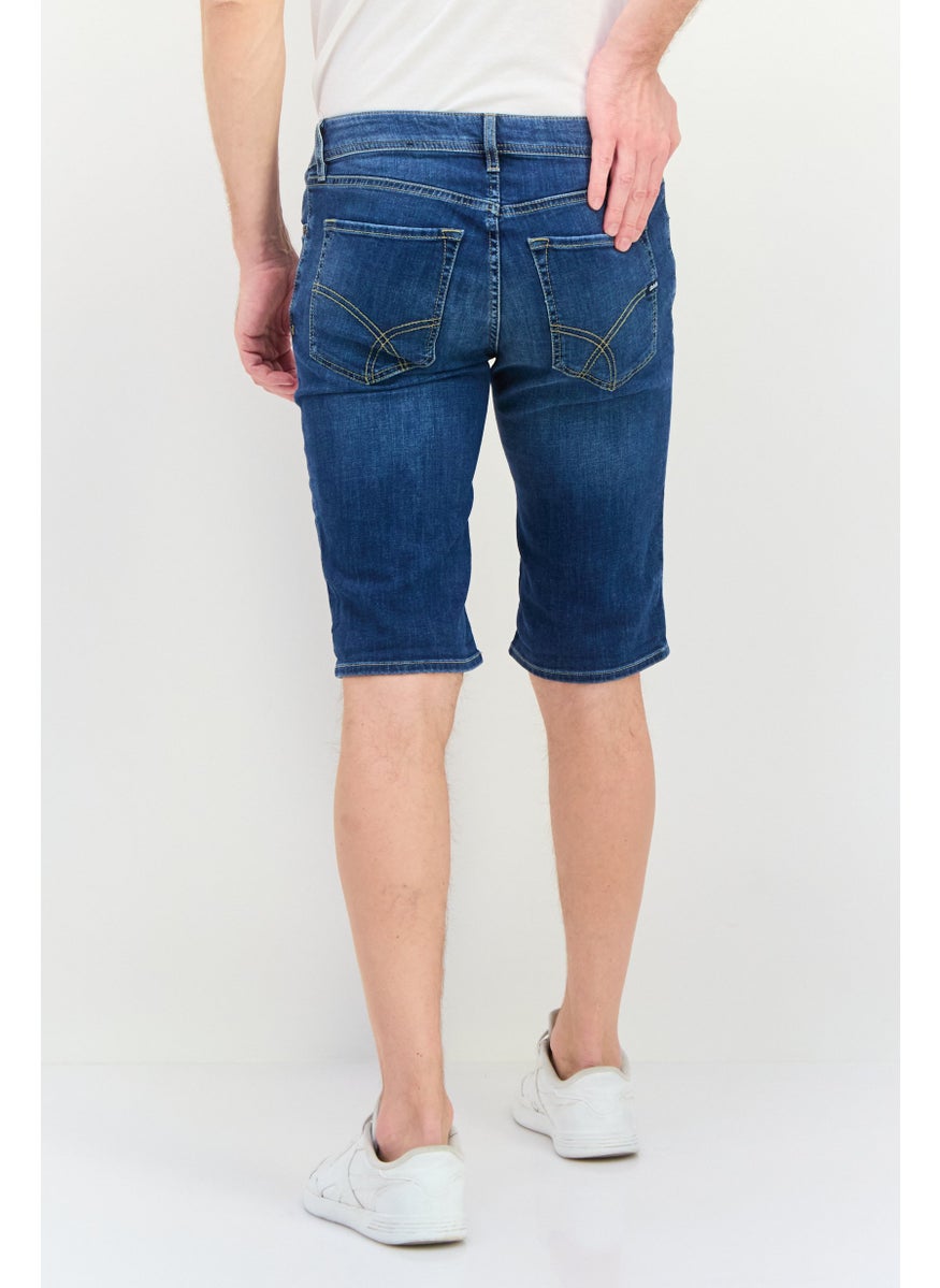 GAS - Men Slim Fit Washed Denim Shorts, Blue - Image 1