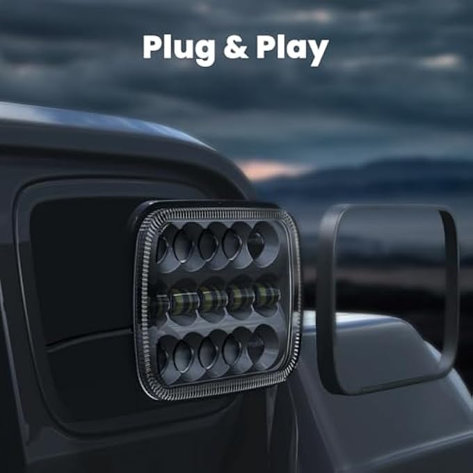 HWSTAR 110W 5X7 Led Headlights 7X6 H6054 Headlight HiLow Sealed Beam Compatible With Jeep Wrangler Yj Cherokee Xj Ford Gmc Toyota Nissan Dodge Truck Van Etc Pair Black - Image 3