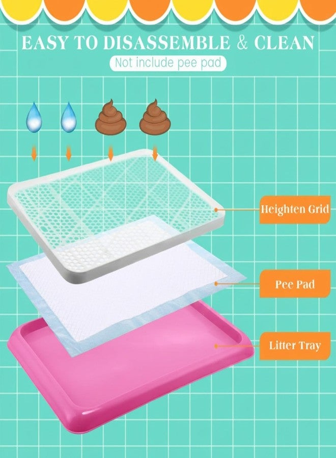 ميفوسي حامل وسادة تبول الكلاب من ميفوسي، صينية مرحاض محمولة، صندوق فضلات الكلاب، تدريب على استخدام المرحاض، مناسب للحيوانات الأليفة الصغيرة والمتوسطة والكبيرة، للاستخدام الداخلي والخارجي (وردي، 25.59 × 18.9 بوصة، قطعة واحدة) - Image 3