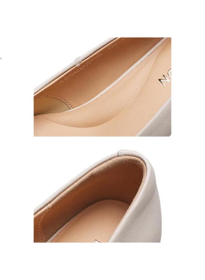 YEARCON أحذية نسائية كعب عريض أحذية موضة فم ضيق كعب عالي مناسب للعمل طابع نسائي أحذية فردية 26905W أبيض 38 - Image 3