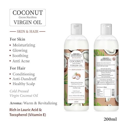 KEYA SETH AROMATHERAPY, DEVICE OF DROP KEYA SETH AROMATHERAPY Virgin Coconut Oil, Skin & Hair, Cold Pressed, Moisturizing Glowing Soothing Nourishment, Rich in Lauric Acid & Vitamin E 200ml - Image 2