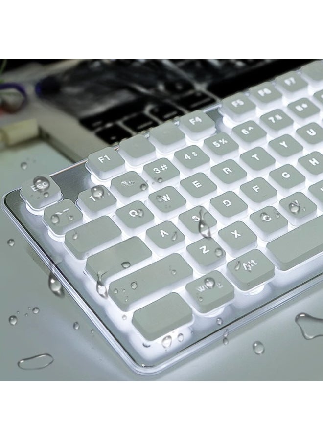 Langtu LT600 Mechanical Feel Mute Wireless Keyboard Notebook Office Waterproof Gift Keyboard Mouse Suit-Color:LT600-White-White (Wireless Mouse And Keyboard)