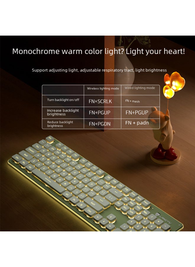 Langtu LT600 Mechanical Feel Mute Wireless Keyboard Notebook Office Waterproof Gift Keyboard Mouse Suit-Color:LT600-White-White (Wireless Mouse And Keyboard)