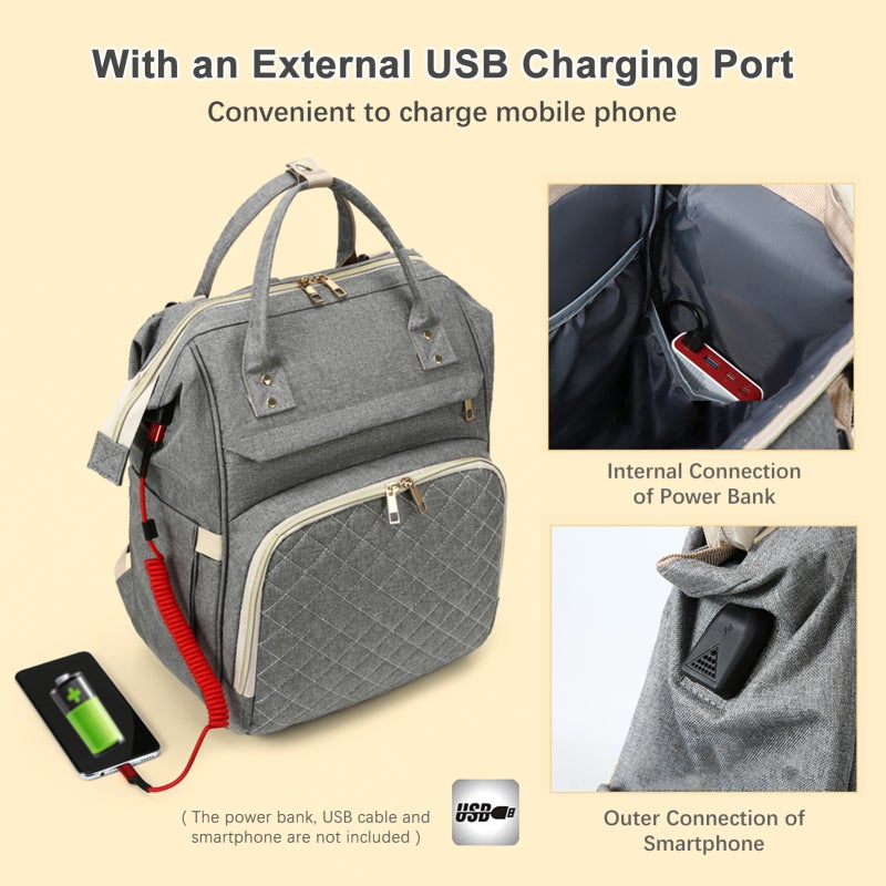 Diaper Bag Backpack: Dark Gray, Large Capacity With 3 Thermal Bottle Pockets, Water-resistant Nylon Fabric - Stroller-compatible Straps, Unisex Design for New Parents, Travel, Outdoor Strolling - Image 4