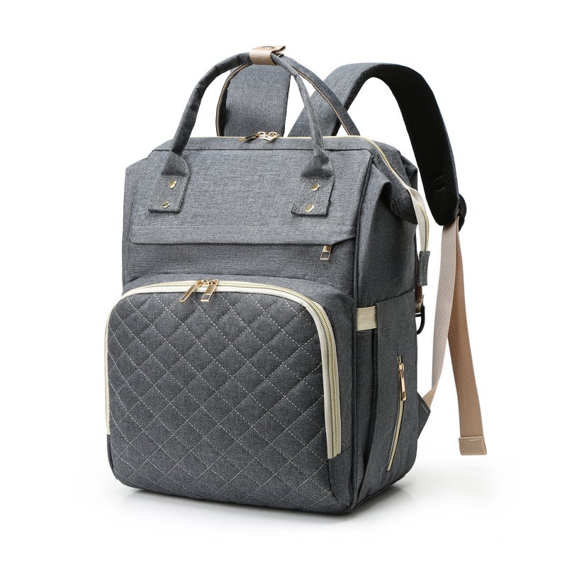 Diaper Bag Backpack: Dark Gray, Large Capacity With 3 Thermal Bottle Pockets, Water-resistant Nylon Fabric - Stroller-compatible Straps, Unisex Design for New Parents, Travel, Outdoor Strolling - Image 1