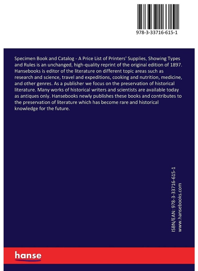 null - Specimen Book and Catalog: A Price List of Printers' Supplies, Showing Types and Rules - Image 1