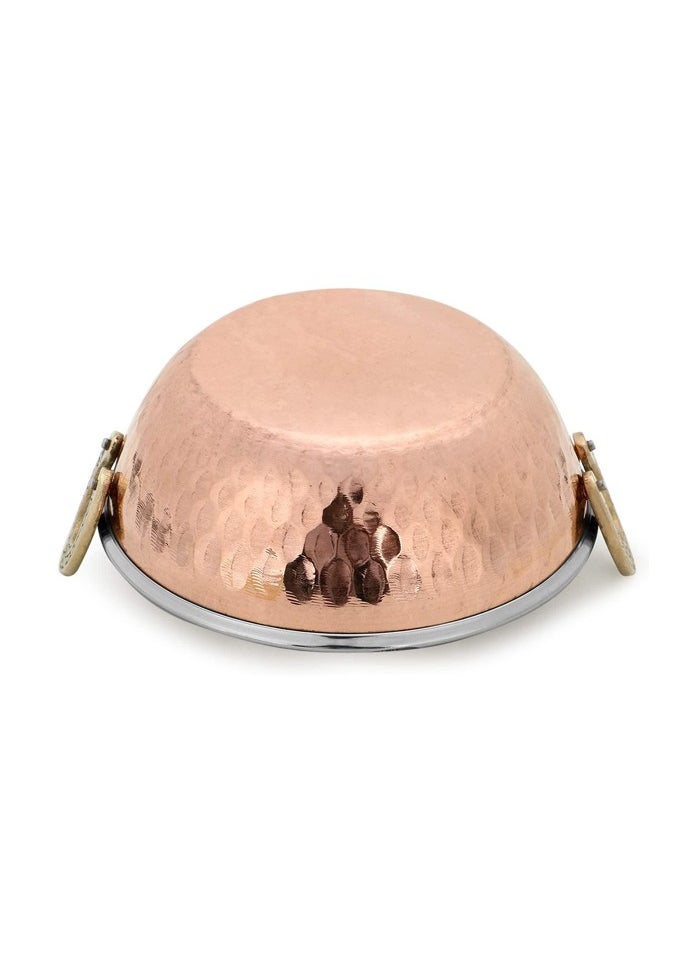 BLACKSTONE - Designed Handle Stainless Steel with Copper Base Serving Kadai 13Cm - Image 1