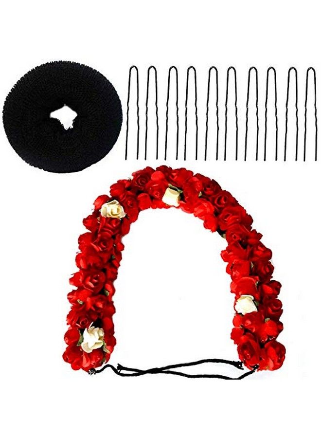Rapidsflow ® Bun Decoration With Gajra For Hair + Hair Donut + Juda Pins For Women And Girls (RW82546) - Image 4