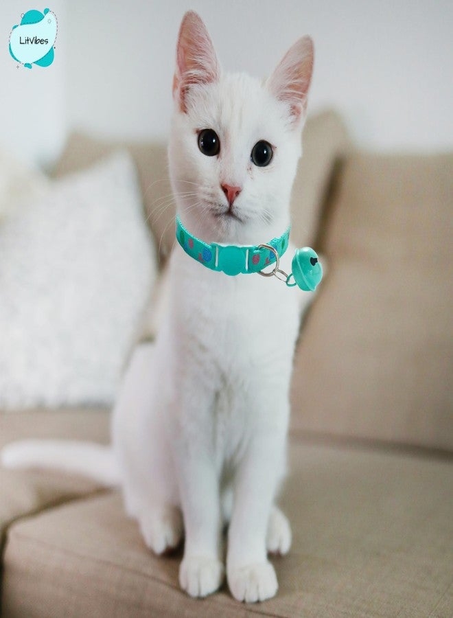 LitVibes Cat Collar With Bell,Kitten Kitty & Small Dogs Soft Adjustable Collar,Safe,Breakaway For Cats And Puppies-Green (Lollipop Design),?14 cm,W_2 cm - Image 3