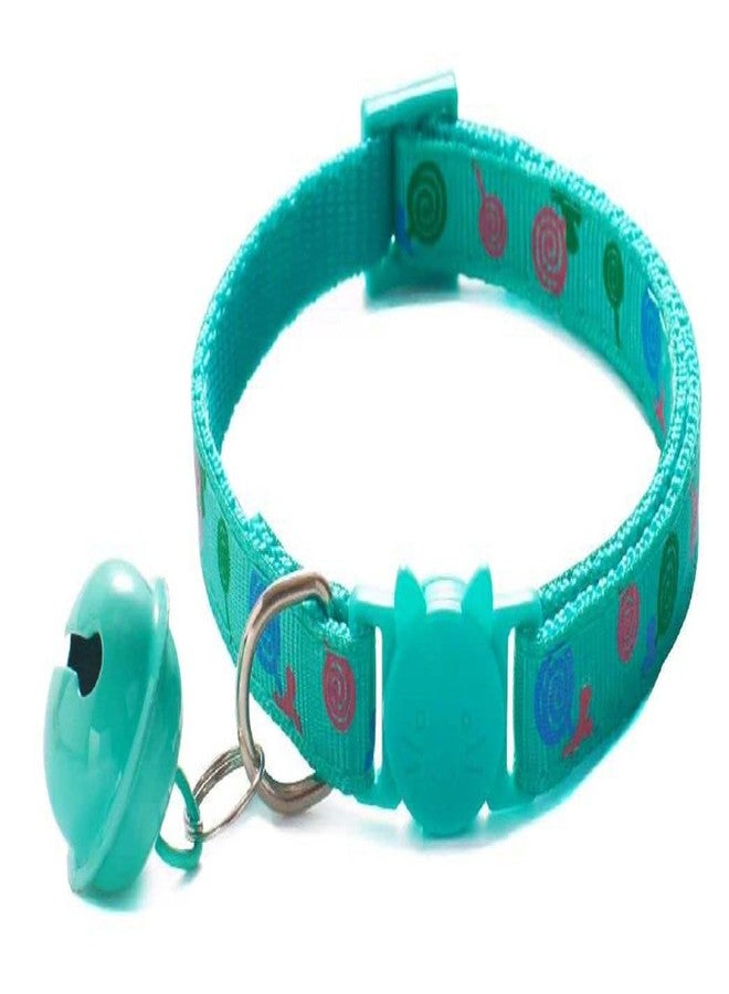 LitVibes Cat Collar With Bell,Kitten Kitty & Small Dogs Soft Adjustable Collar,Safe,Breakaway For Cats And Puppies-Green (Lollipop Design),?14 cm,W_2 cm - Image 1