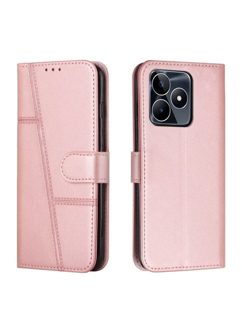 For Realme C53 Case,Premium Realme C53 Leather Wallet Cover with Card Holder Kickstand Magnetic Closure Flip Folio Case for Realme C53,Pink  - Image 1