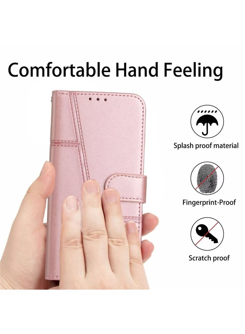 For Realme C53 Case,Premium Realme C53 Leather Wallet Cover with Card Holder Kickstand Magnetic Closure Flip Folio Case for Realme C53,Pink  - Image 2