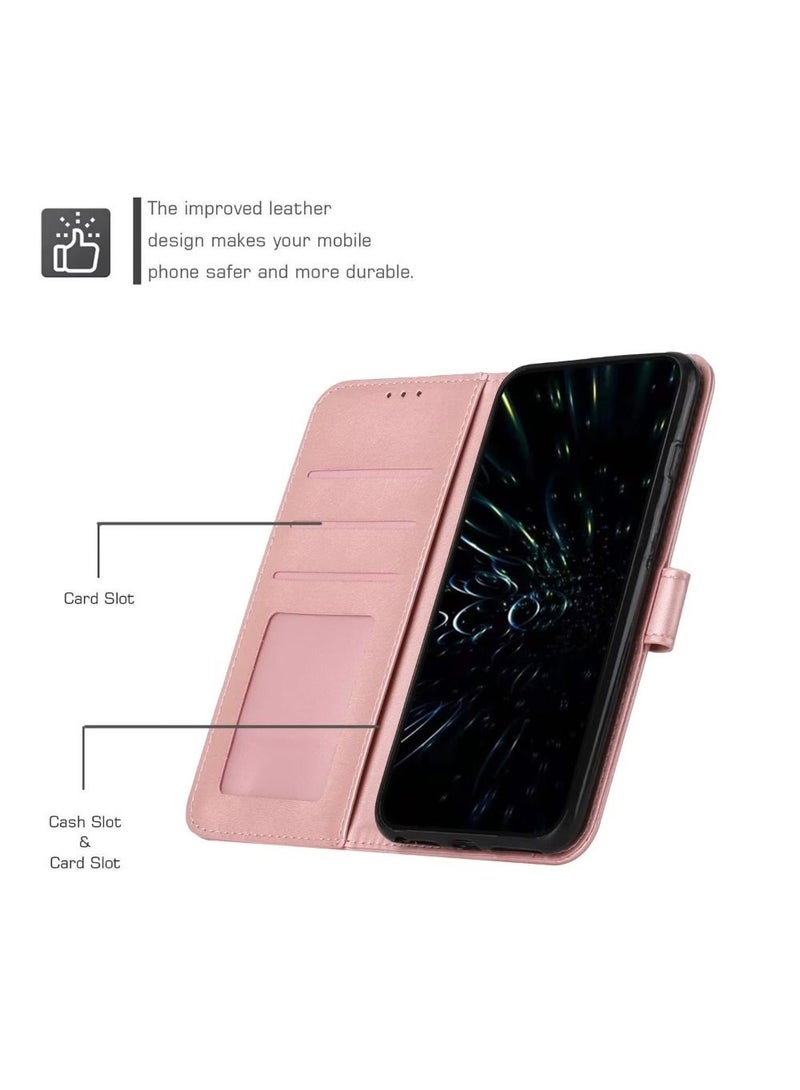 For Realme C53 Case,Premium Realme C53 Leather Wallet Cover with Card Holder Kickstand Magnetic Closure Flip Folio Case for Realme C53,Pink  - Image 3