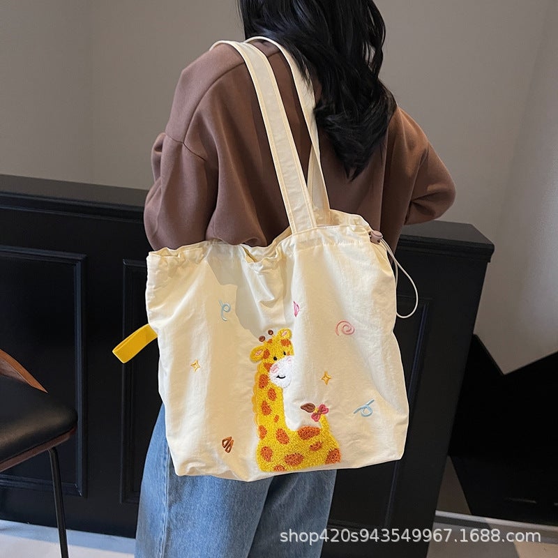Korean Style Ins Style Lazy Red Tote Bag 2025 Spring Large Capacity Shoulder Bag Seaside Vacation Canvas Bag For Women - Image 4