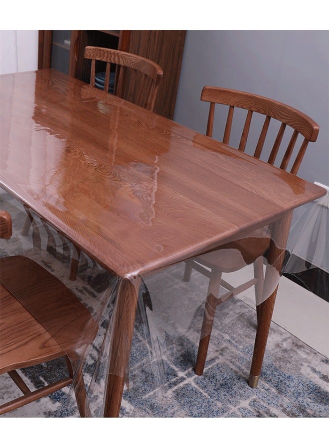 Clear Vinyl Tablecloth Protector Waterproof/Oil-Proof Plastic Square Transparent Sheet Table Cover 80x150cm - Image 2
