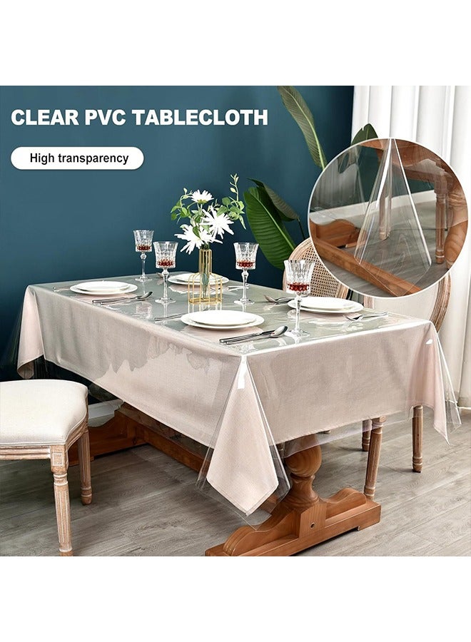 Clear Vinyl Tablecloth Protector Waterproof/Oil-Proof Plastic Square Transparent Sheet Table Cover 80x150cm - Image 4