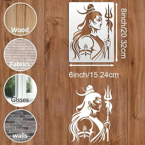 Cliths Shiva Stencils for Painting Reusable Hindu God Character Stencil for Art Craft Wall Wood Fabric Canvas Drawing DIY Home Decor Plastic Sheet for Kids and Adults - Image 2
